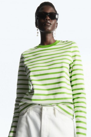 COS Regular-fit Heavyweight Long-sleeved Póló Női Zöld | BTL-570832