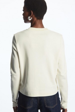 COS Regular-fit Heavyweight Long-sleeved Póló Női Bézs | VAM-835179