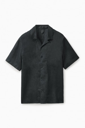 COS Regular-fit Hemp Ing Férfi Fekete | NKC-084756