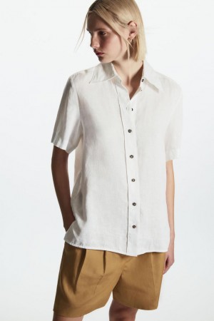 COS Regular-fit Linen Ing Női Fehér | CDU-054973