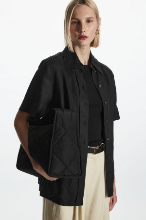 COS Regular-fit Linen Ing Női Fekete | IZY-482603