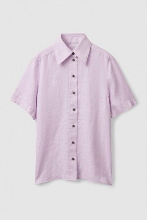 COS Regular-fit Linen Ing Női Lila | XPI-562049