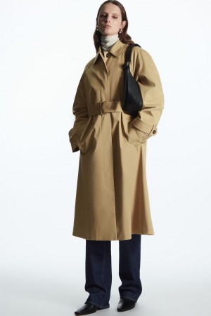 COS Regular-fit Twill Trench Kabát Női Bézs | LKY-583912