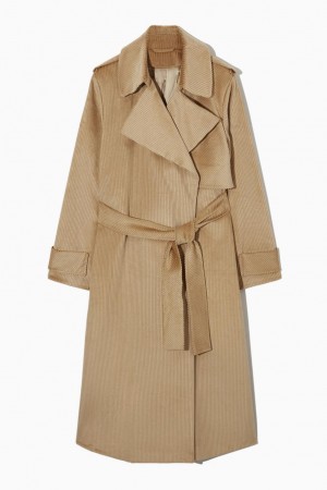 COS Relaxed-fit Corduroy Trench Kabát Női Bézs | CZY-592318