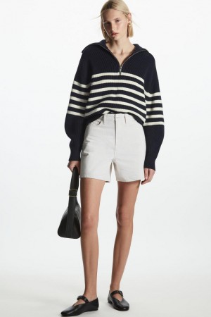 COS Relaxed-fit Denim Rövidnadrág Női Fehér | XIJ-380579