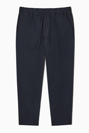 COS Relaxed-fit Drawstring Twill Nadrág Férfi Sötétkék | SNX-039285