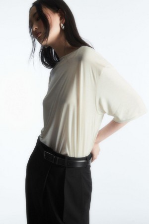 COS Relaxed-fit Floaty Póló Női Fehér | FUY-085632
