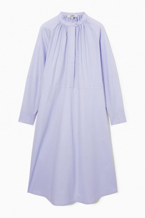 COS Relaxed-fit Gathered Midi Shirt Ruha Női Világos Lila | DPN-718562