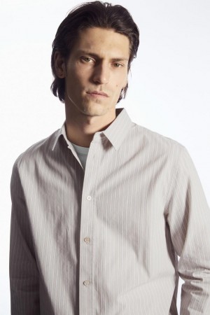 COS Relaxed-fit Poplin Ing Férfi Bézs | RAH-047159