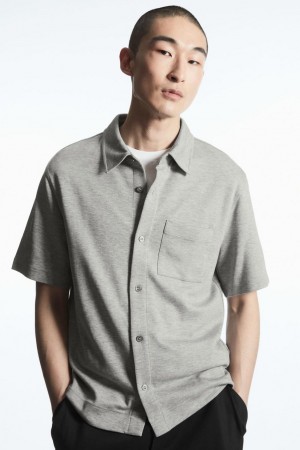 COS Rövid-sleeved Jersey Ing Férfi Szürke | KRC-783460