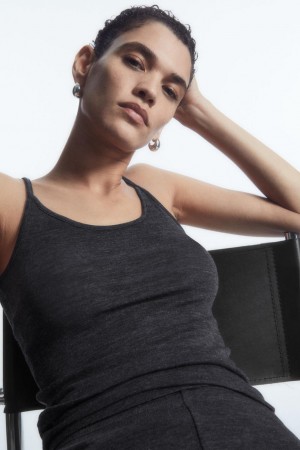 COS Scoop-neck Merino Gyapjú Trikó Női Sötétszürke | XNB-192340