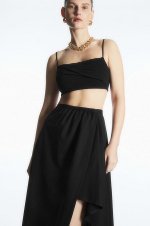 COS Square-neck Crop Felső Női Fekete | ZLS-621935