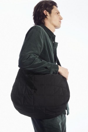 COS Steppelt Messenger - Ripstop Táska Férfi Fekete | RME-473260
