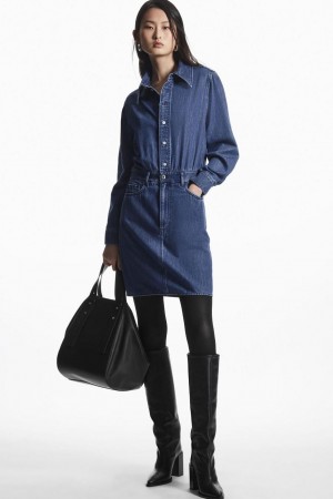 COS Structured Denim Shirt Ruha Női Kék | TYZ-954081