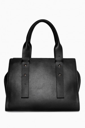 COS Structured Shopper - Bőr Táska Női Fekete | PBH-420713