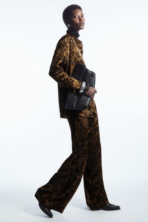 COS Széles Cipő-leg Floral-print Nadrág Női Barna Fekete | XAB-583241