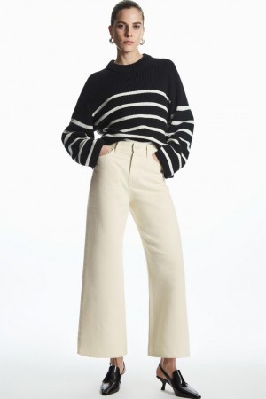 COS Széles Cipő-leg High-rise Ankle-length Farmernadrág Női Fehér | GCU-597104
