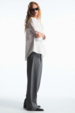 COS Széles Cipő-leg Tailored Gyapjú Nadrág Női Szürke | MTY-718052