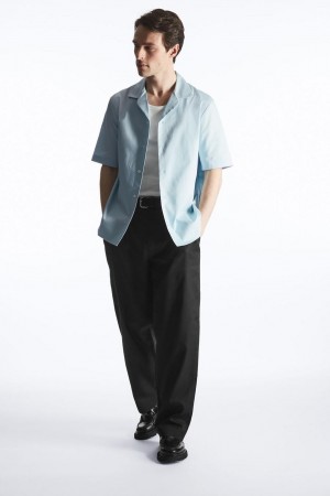 COS Széles Cipő-leg Twill Nadrág Férfi Fekete | QMH-625081