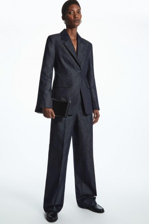 COS Tailored Egyenes-leg Denim Nadrág Női Sötétkék | NHQ-398267