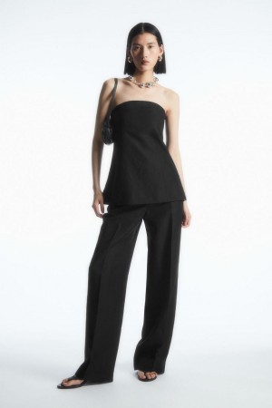 COS Tailored Egyenes-leg Nadrág Női Fekete | PXK-487901