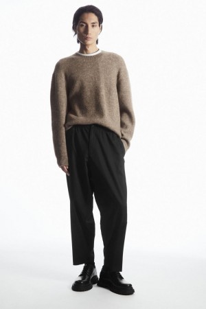 COS Tapered Elasticated Nadrág Férfi Fekete | QHJ-905713