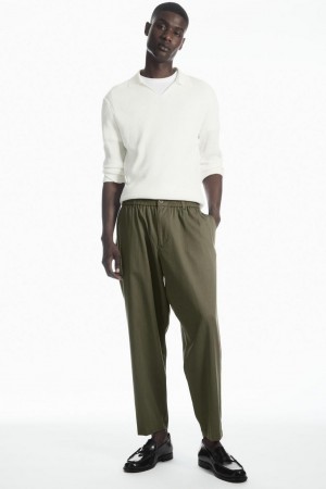 COS Tapered Elasticated Nadrág Férfi Khaki | AJB-485917