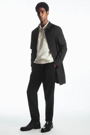 COS Tapered Gyapjú Chinos Nadrág Férfi Fekete | IAR-235789
