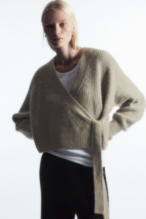 COS Textured Alpaca-blend Wrap Kardigán Női Bézs | KTS-638214