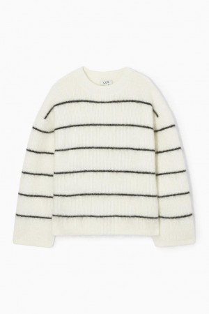 COS Textured Mohair-blend Jumpers Női Fehér | EGW-096531