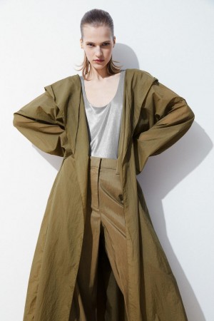 COS The Csuklyás Trench Kabát Női Sötétbézs | JGL-143879