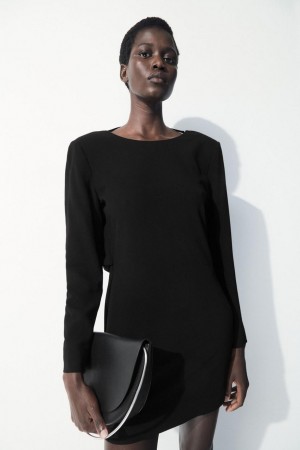 COS The Draped Open-back Mini Ruha Női Fekete | ORL-941852