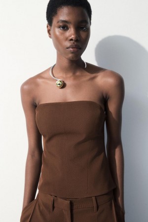 COS The Gyapjú Bandeau Felső Női Sötétbarna | NZH-012593