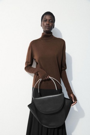 COS The Gyapjú Roll-neck Jumpers Női Sötétbarna | JXK-547069