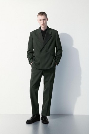 COS The Gyapjú Tuxedo Nadrág Férfi Sötétzöld | QMR-621534