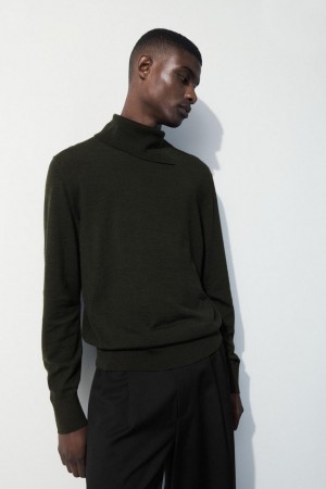 COS The Merino Gyapjú Roll-neck Jumpers Férfi Sötétzöld | TYH-307685