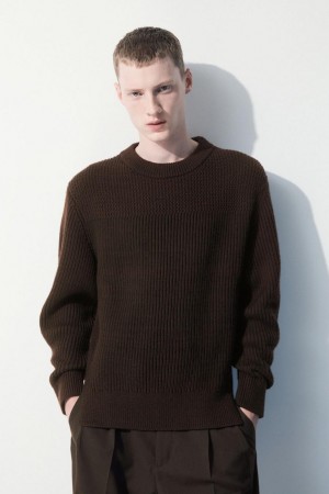 COS The Panelled Gyapjú Jumpers Férfi Sötétbarna | IYH-214589