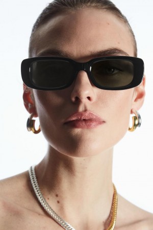 COS The Rectangle Acetate Napszemüvegek Női Fekete | UXS-219504