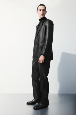 COS The Tailored Bőr Nadrág Férfi Fekete | XBO-580912