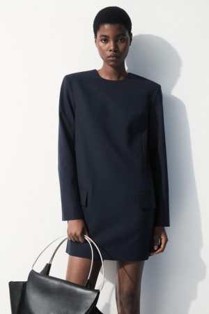 COS The Tailored Mini Ruha Női Sötéttürkiz | VJF-304827