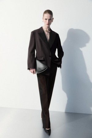 COS The Tuxedo-stripe Nadrág Női Sötétbarna | VPO-375412