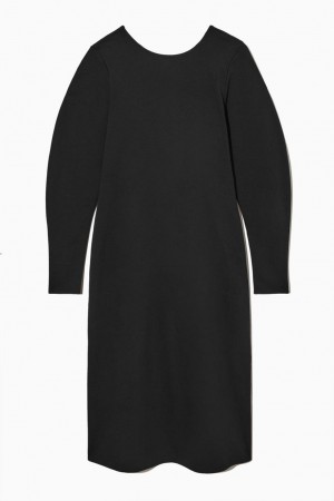 COS Tie-back Midi Ruha Női Fekete | KIO-528719