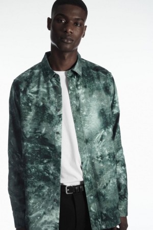 COS Tie-dye Print Fluid Ing Férfi Zöld Szürke | IGO-204961