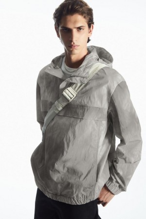 COS Tie-dye Print Packable Windbreaker Kabát Férfi Szürke | OFK-541273