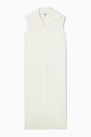 COS Ujjatlan Broderie Anglaise Shirt Ruha Női Fehér | LRJ-103945