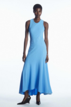 COS Ujjatlan Dropped-waist Maxi Ruha Női Világos Kék | APW-873650