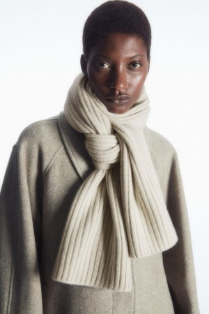 COS Vaskos Bordázott Pure Cashmere Sál Női Fehér | OKN-827460