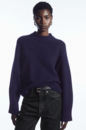 COS Vaskos Pure Cashmere Crew-neck Jumpers Női Sötétkék | ZXW-704592