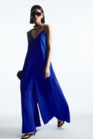 COS V-neck Széles Cipő-leg Jumpsuit Női Világos Kék | DLI-304158