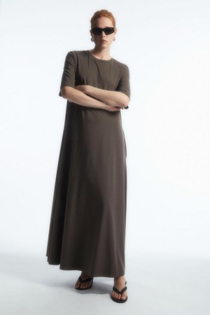 COS Voluminous Maxi T-shirt Ruha Női Barna | FMW-809426